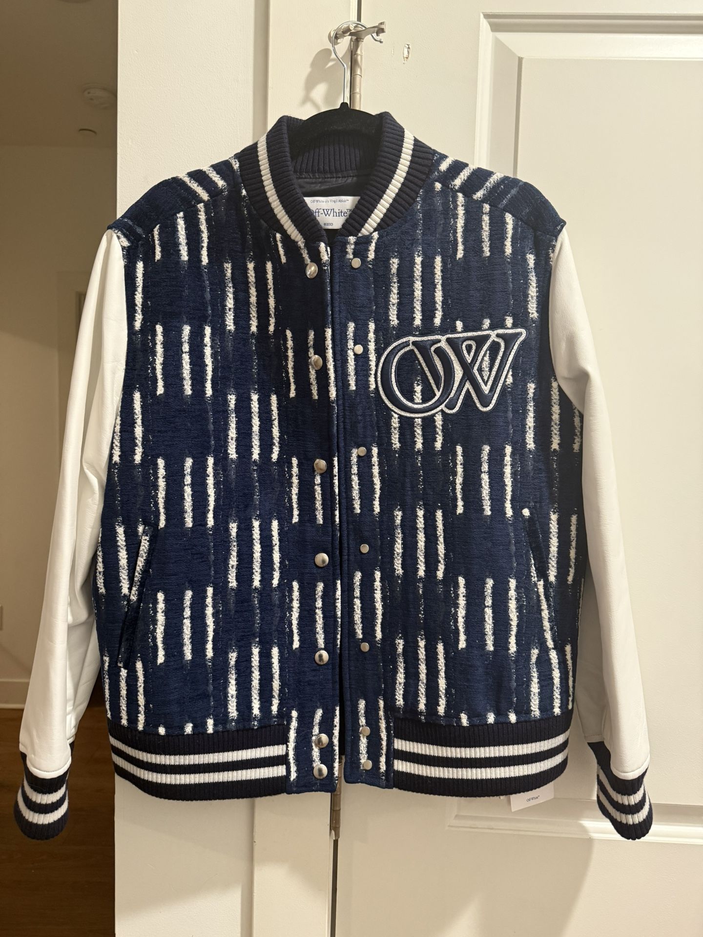 OFF-WHITE Shibori Jacquard Bomber Jacket Cobalt Blue