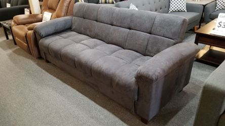 Brand new 86" x 47" gray microfiber sofa futon with storage