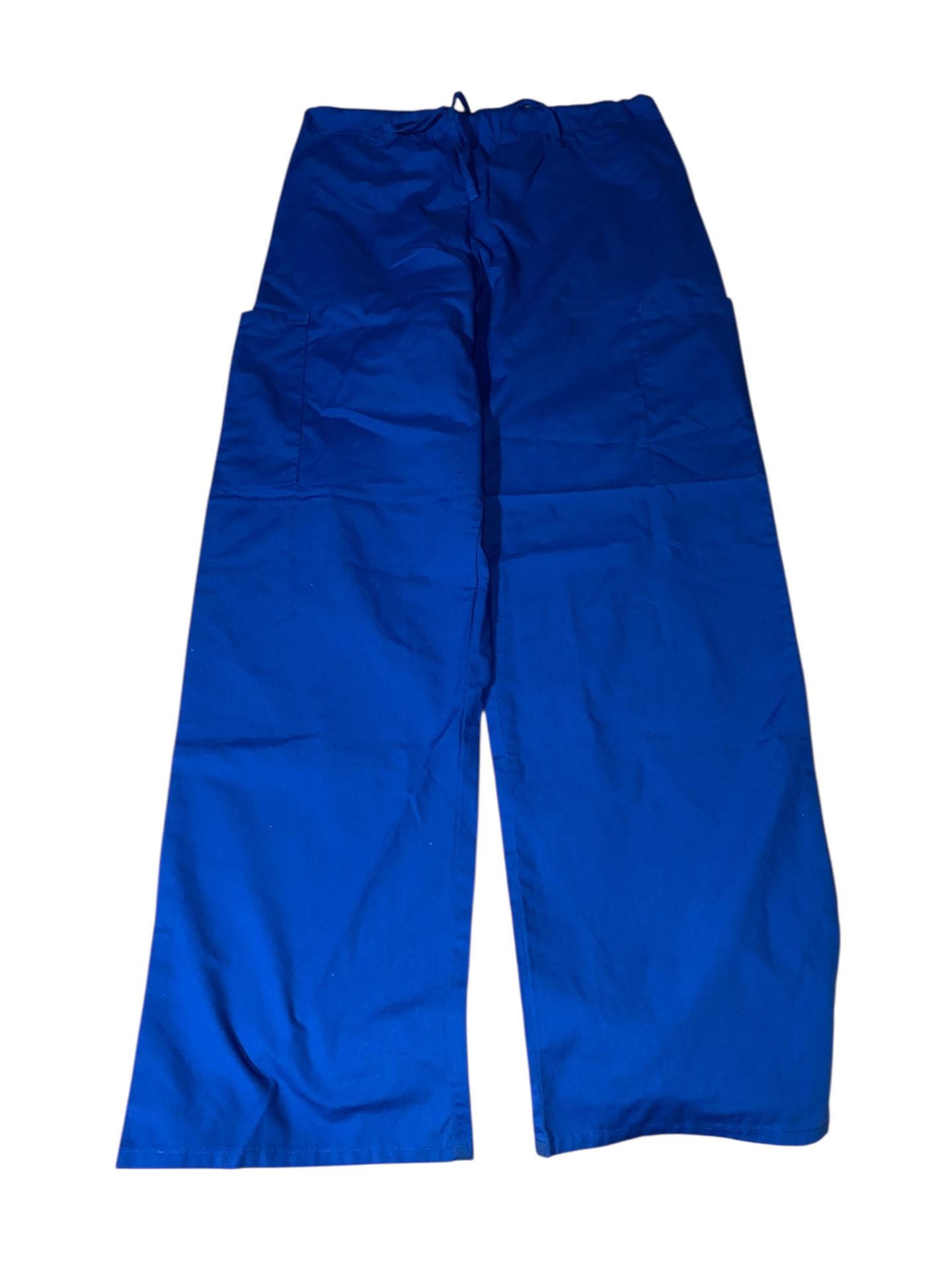 AMS Apparel Adult Unisex Size Small Blue Drawstring Cargo Scrub Pants