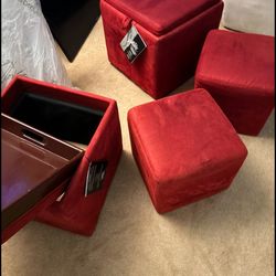 Set Of 4 Ottomans 