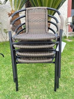 LUXURY BISTRO: Brown or Black Rattan Stack Chairs – 350lb Commercial Grade – Indoor/Outdoor – New