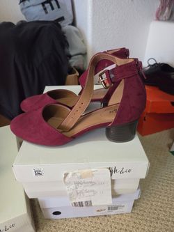 Style & Co Wine Suede Block Heel Sandals