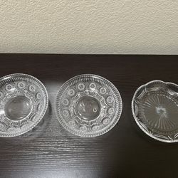 Set of 3 Small Glass Dishes – 6.5” Clear