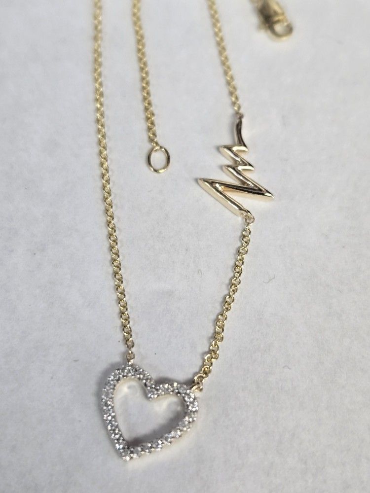 10kt Gold Diamond Heart Necklace 18"