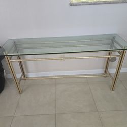 Glass Table Buffet with Gold Accent