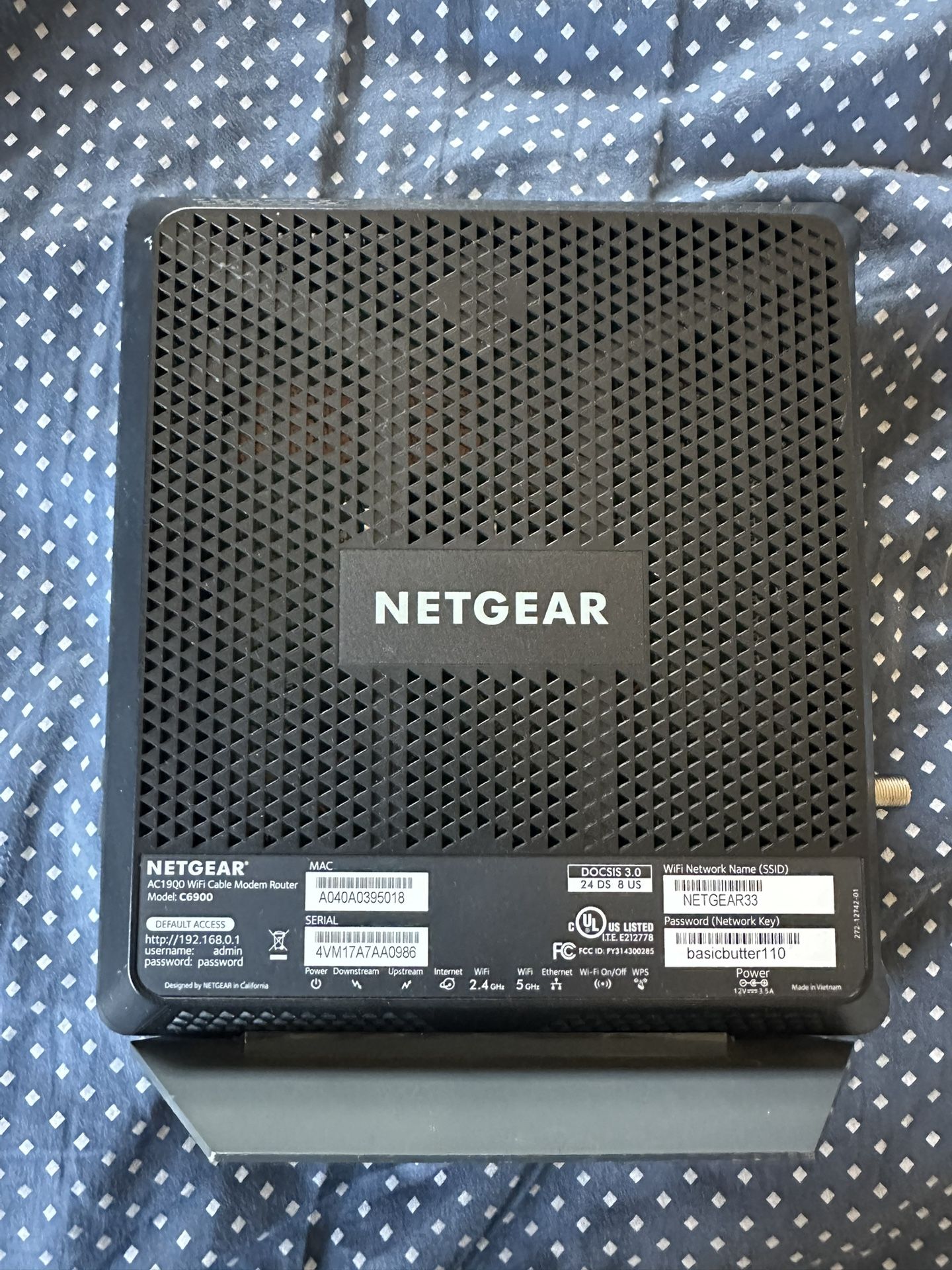 Netgear C6900-100NAR Nighthawk Dual Band AC1900 Cable Modem Router