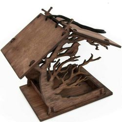 Hanging Bird Table 1pc Garden Feeding Station Bird Feeder Wooden Bird House Bird House Outdoor Garden Decoration

