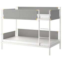 Bunk bed frame, white/light gray, Twin size