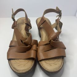Born Tan Leather Strappy Sandals Size 9M