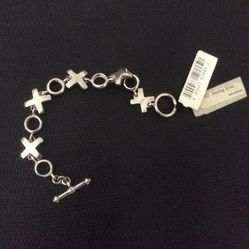 925 Sterling Silver XOXO Bracelet   Never Used New W Tags Toggle Clasp 