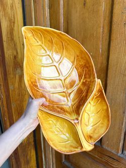 Large Vintage California Pottery Leaf Tray MCM