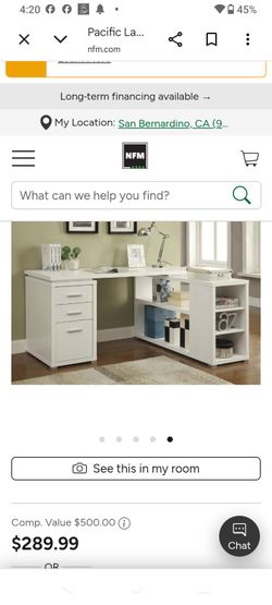 White L- shaped desk