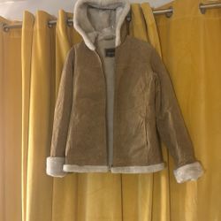 Vintage Fur Lined Leather Coat With Hood 