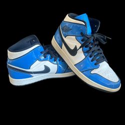 Air Jordan 1 Mid Signal Blue Patent Leather Sneaker