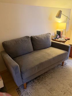 Grey Velvet Love Seat