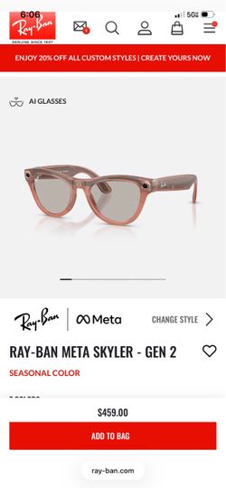 Rayban meta glasses peach color brown lenses gen 2