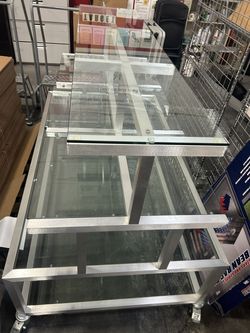 Aluminum frame glass table display 3 tiers