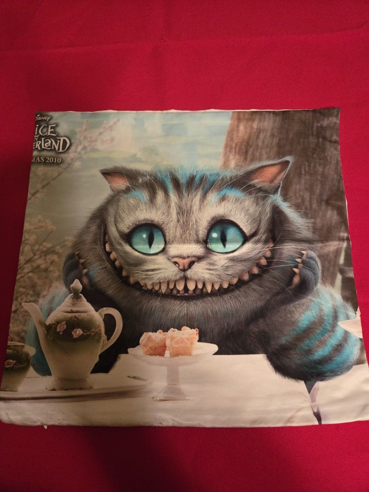 16" By 16" Pillow Case Cheshire Cat From Alice In Wonderland