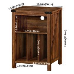 Farmhouse Wood Side Table with Record Storage