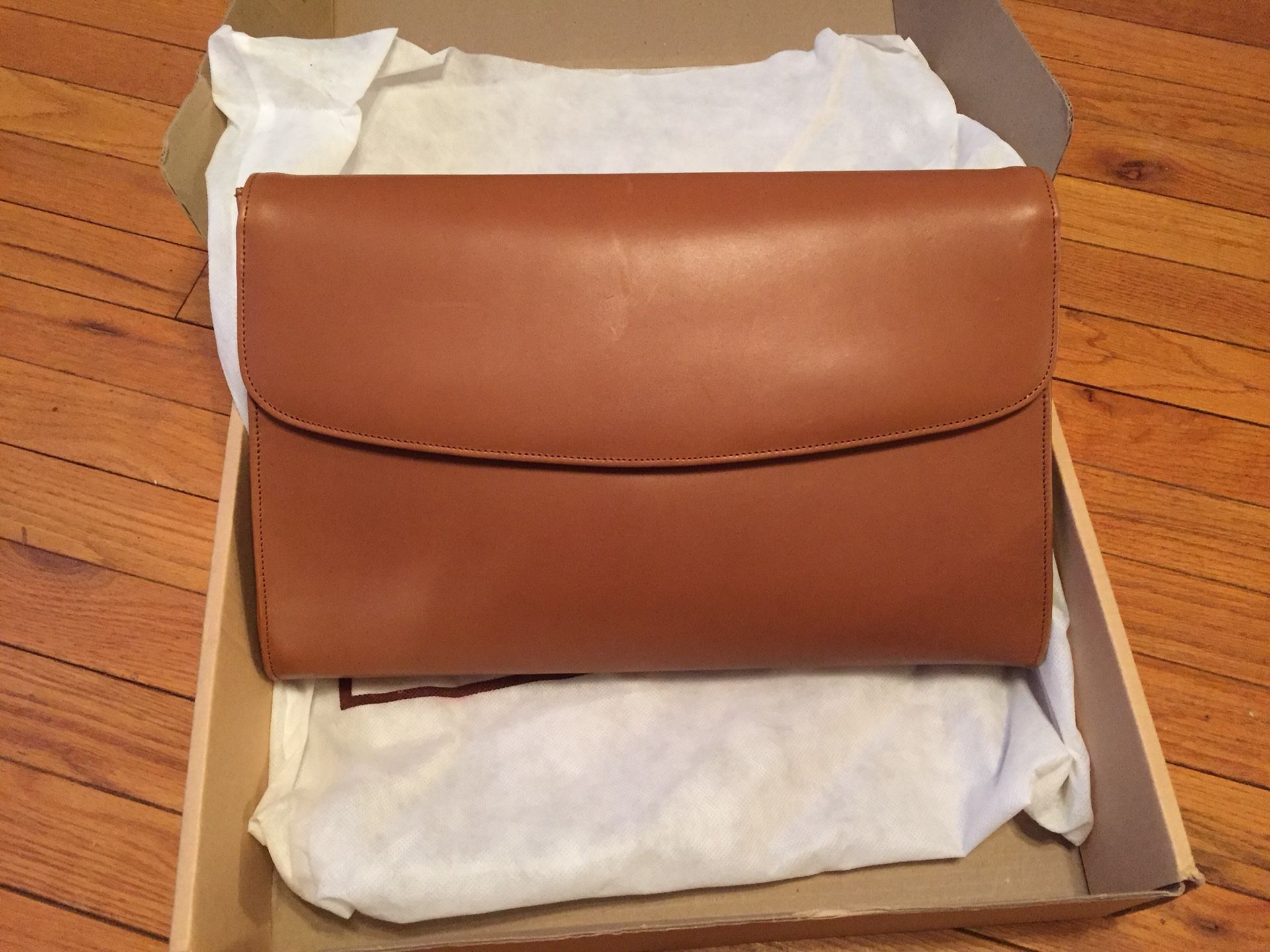 Brown Leather Clutch, New