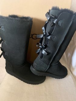 New Ugg Women’s Bailey Bow Tall ll Size 8 Black Authentic 💯