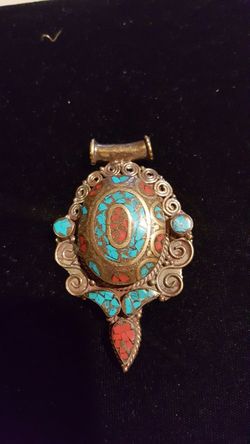 Coral &Turquoise Pendent