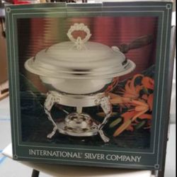 Silverplated Chafing Dish w/ Sterno Can Holder.