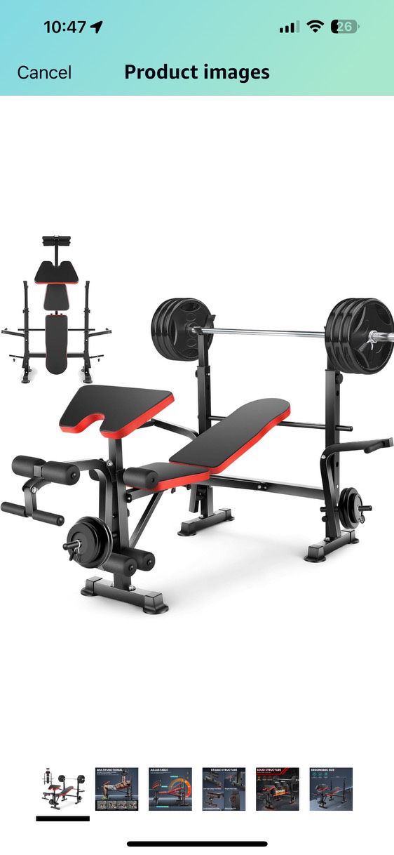  Olympic Weight Bench Set Never Used ( NO WEIGHT)