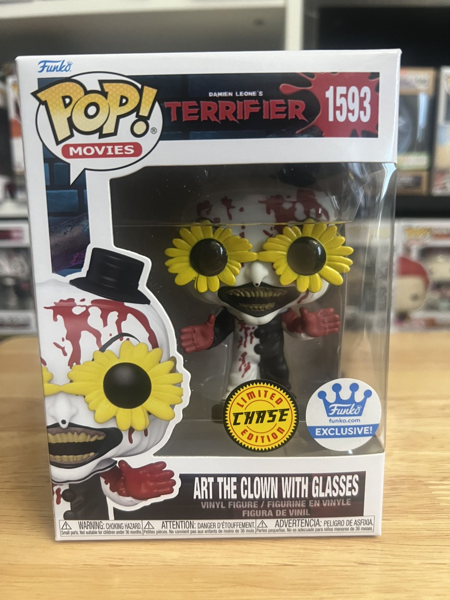 LE CHASE EXCLUSIVE BLOODY Art the Clown Glasses Funko Pop #1593 Terrifier Movies