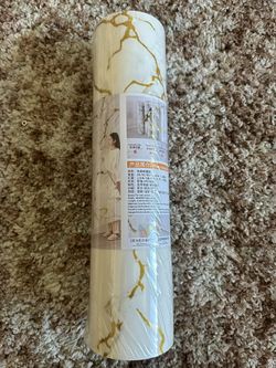 White and Gold Marble Adhesive Paper