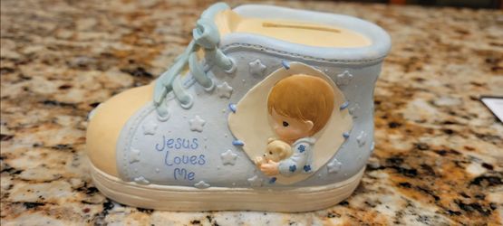 Precious Moments Jesus Loves Me Baby Shoe Bank