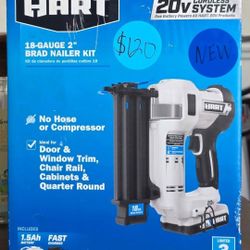 HART 20-Volt 2-inch 18-Gauge Battery-Powered Brad Nailer Kit, (1) 1.5Ah Lithium-Ion Battery