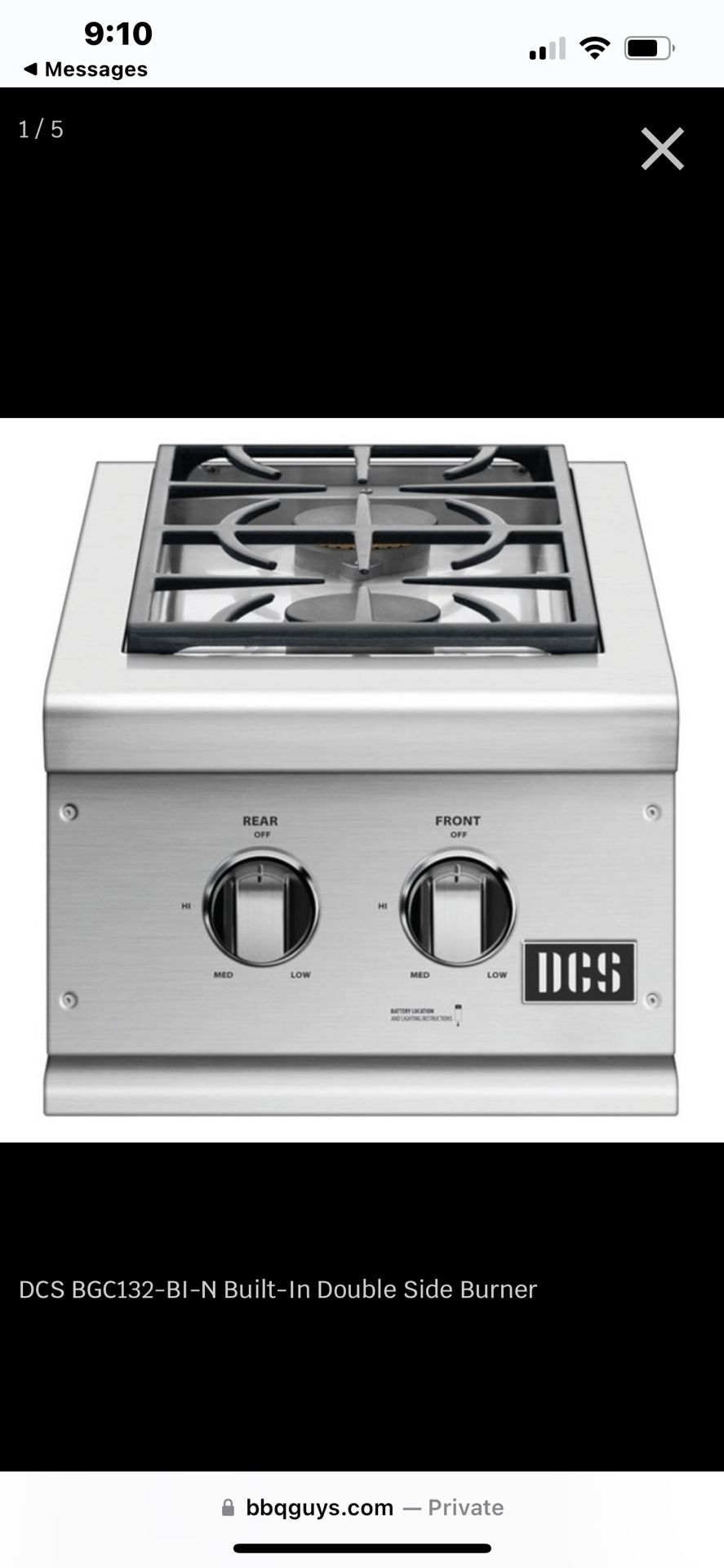 DCS Series 7 BuiltIn Natural Gas Double Side Burner BGC132BIN for