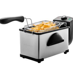 OVENTE Electric Deep Fryer 2 Liter Capacity, 1500 Watt Lid with Viewing Window and Odor Filter, Adjustable Temperature, Removable Frying Basket and Ea