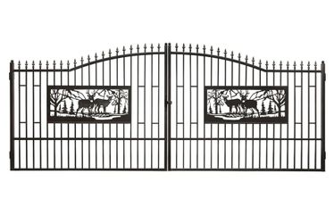 ALLMETAL 20'L x 7'H Bi-Parting Metal Driveway Gate, Galvanized & Powder Coated, M/N K0720, Unused
