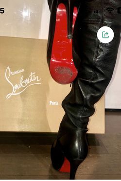 Red bottom black leather thigh high boots for Sale in St. Louis, MO -  OfferUp