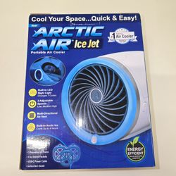 Arctic Air Ice Jet Portable Air Cooler USB-C Fan 3 Speeds LED Night Light Blue