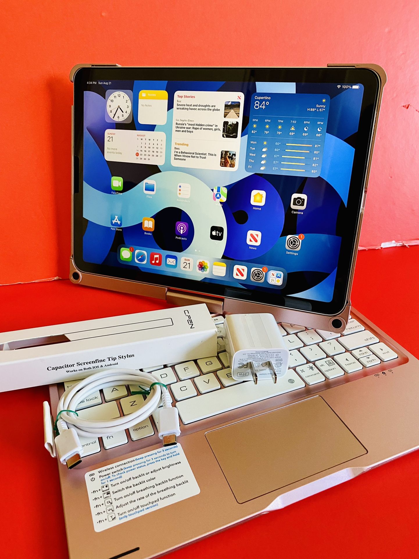 Apple IPad Air 4th Generation (10.9” Liquid Retina/ 2020 Model) 64GB Wifi + Cellular (AT&T /T mobile / Verizon etc) with keyboard, pen & Accessories