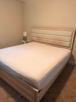 King Bed Frame with Upholstered Headboard