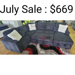 Corduroy Large Sectional Sleeper Sofa With Pull Out BedAnd USB Port // Special Price 