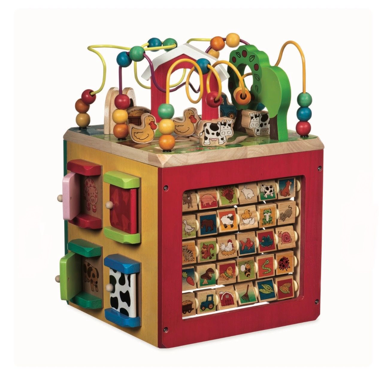 Battat – Activity Cube With Farm Theme – Educational Wooden Toys For Toddlers And Kids – 1 Year +