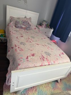 White Twin Bed Frame with Headboard