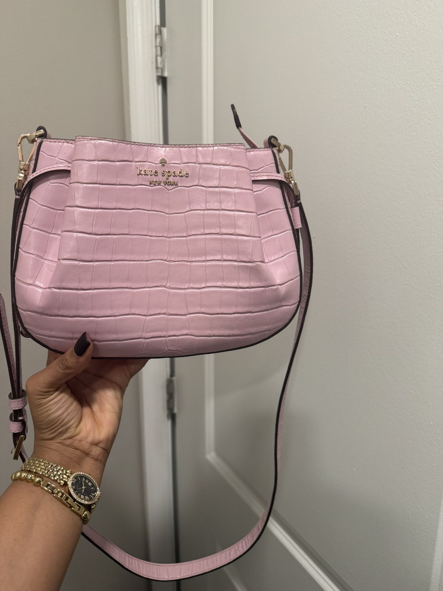 Kate Spade Pink Crossbody Bag with Long Strap - Excellent Condition,