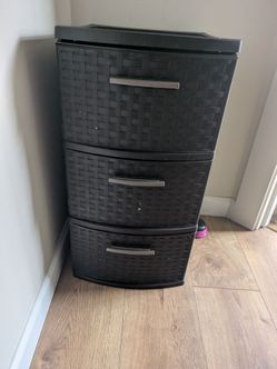 Black 3-Drawer Plastic Storage Tower