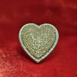 10k White Gold Diamond Heart Ring 4.72 ctw