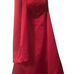 Michelangelo Red Wine Strapless Evening Gown 