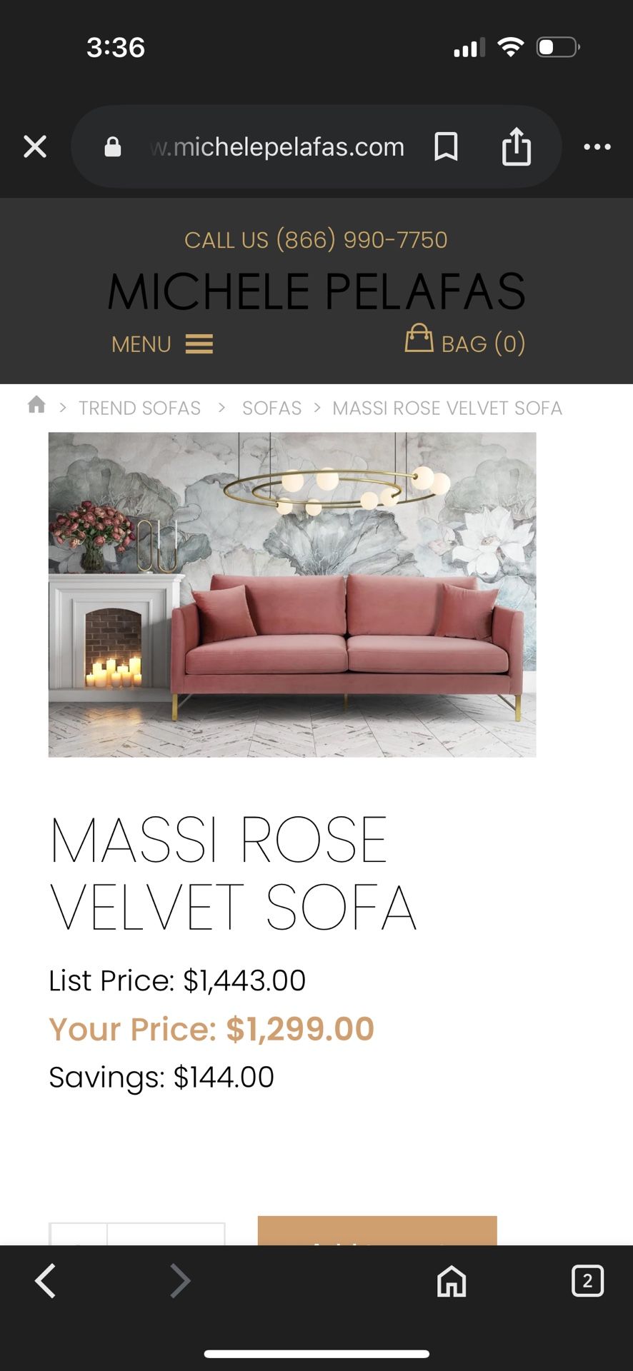 Rose Pink Velvet Couch