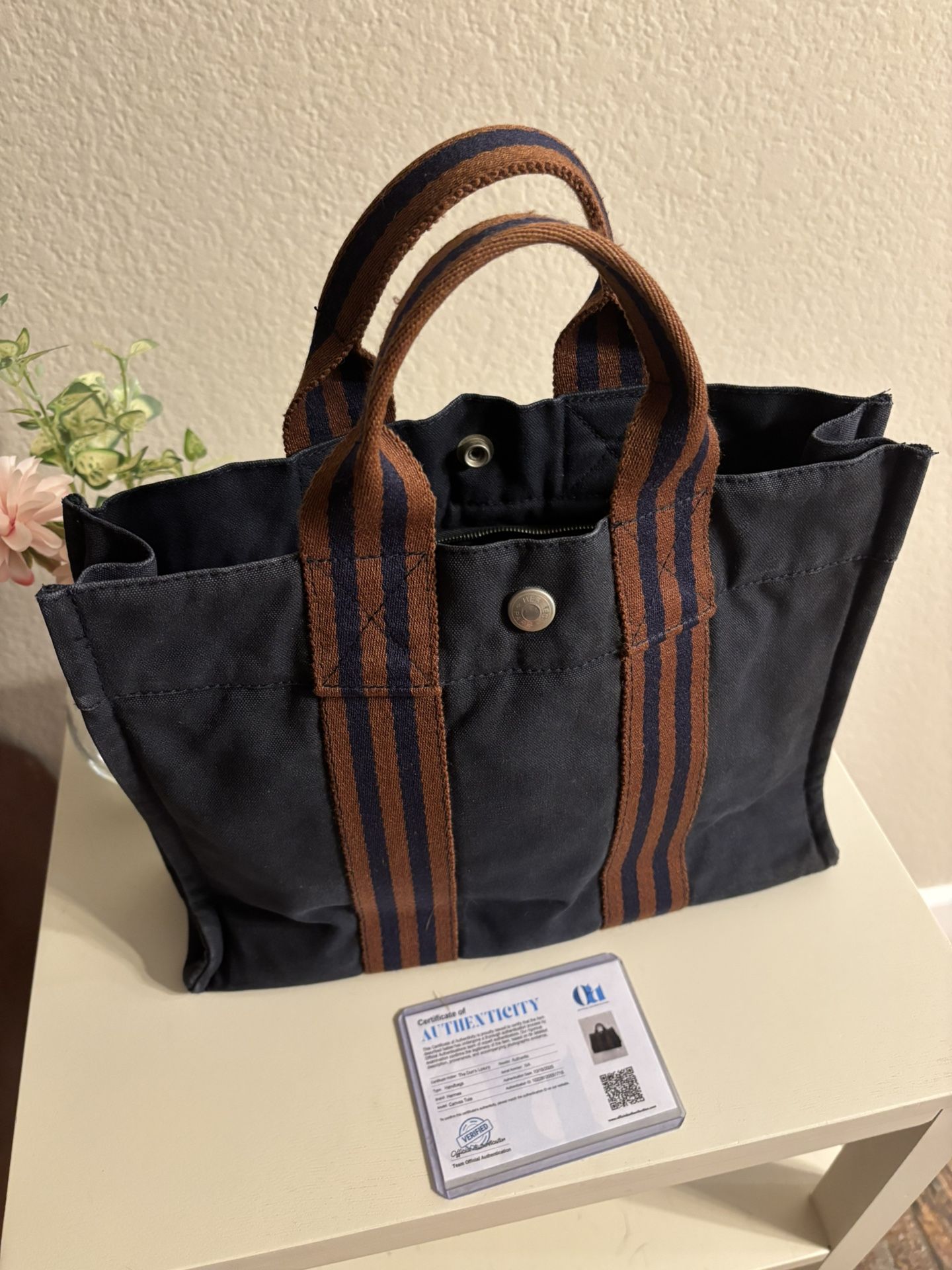 Hermes Canvas Tote Bag