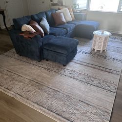 9x12’ Geometric Rug With 1/4” Thick Rug Pad
