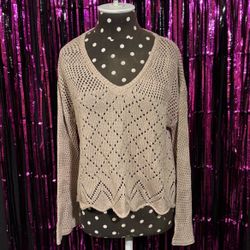 Beige Open-Knit Top
